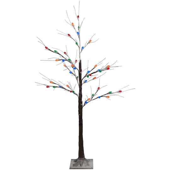 4Ft Pre-Lit Brown Frosted Christmas Twig Tree, Multicolor LED Lights By Northlight | 4 ft | Michaels®